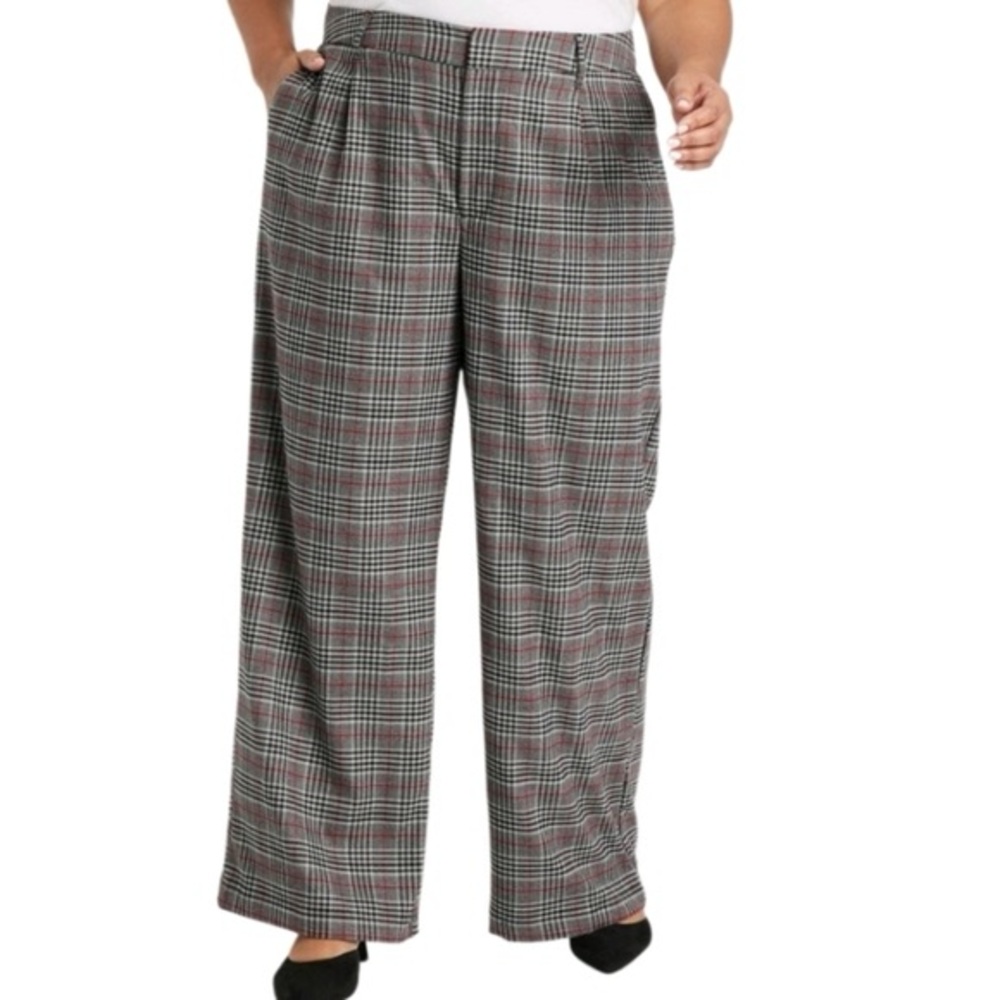 Ava & Viv Women’s Plaid Wide-Leg Pants - 16